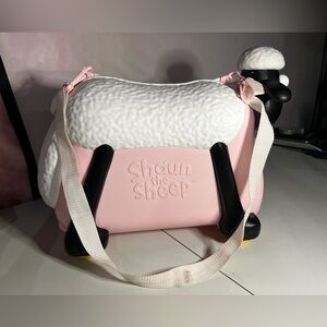 Shaun The Sheep Kids Ride-On Suitcase Carry-On Luggage Pink Sheep With Strap